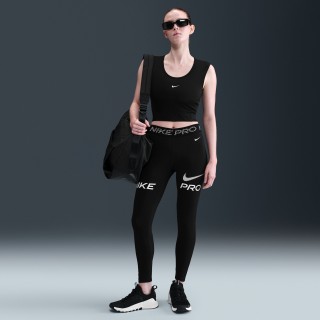 Nike Pro 7/8-legging met halfhoge taille, mesh vlakken en graphic voor dames - Zwart