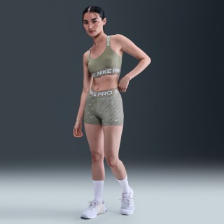 Nike Pro bikershorts met halfhoge taille en print voor dames (8 cm) - Groen