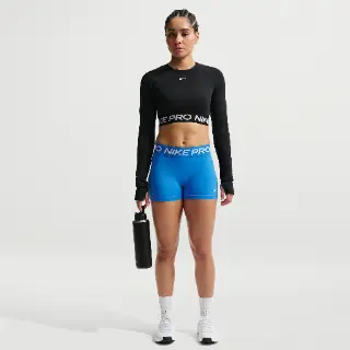 Nike Pro bikeshorts met halfhoge taille voor dames (8 cm) - Blauw