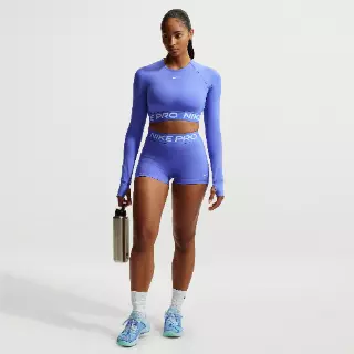 Nike Pro bikeshorts met halfhoge taille voor dames (8 cm) - Blauw