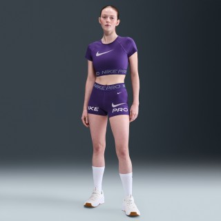 Nike Pro bikeshorts met halfhoge taille voor dames (8 cm) - Paars