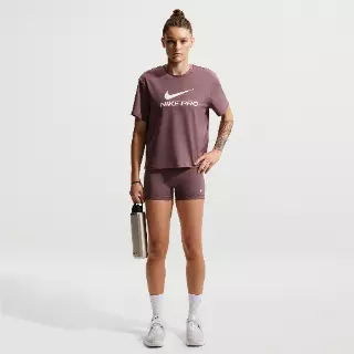 Nike Pro bikeshorts met halfhoge taille voor dames (8 cm) - Paars