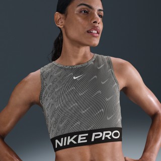 Nike Pro Dri-FIT cropped tanktop met print voor dames - Zwart