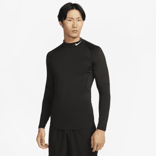 Nike Pro Dri-FIT fitnesstop met hoge hals en lange mouwen voor heren - Zwart