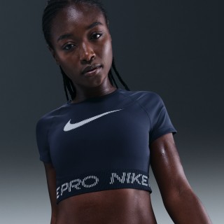 Nike Pro Dri-FIT korte damestop met korte mouwen en graphic - Blauw