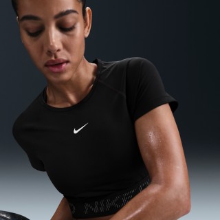 Nike Pro Dri-FIT korte damestop met korte mouwen en graphic - Zwart