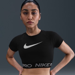 Nike Pro Dri-FIT korte damestop met korte mouwen en graphic - Zwart