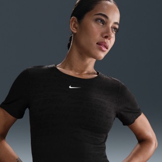 Nike Pro Dri-FIT korte damestop van jacquard met korte mouwen - Zwart