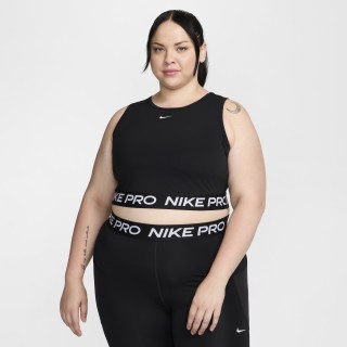 Nike Pro Dri-FIT korte tanktop voor dames (Plus Size) - Zwart