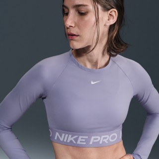 Nike Pro Dri-FIT korte top met lange mouwen voor dames - Paars