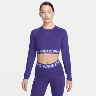 Nike Pro Dri-FIT korte top met lange mouwen voor dames - Paars
