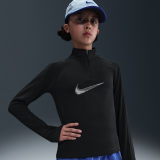 Nike Pro Dri-FIT meisjestop met korte rits - Zwart