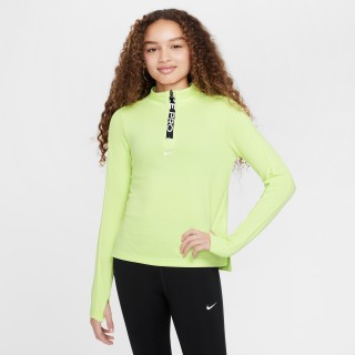 Nike Pro Dri-FIT meisjestop met lange mouwen en halflange rits - Geel
