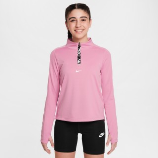 Nike Pro Dri-FIT meisjestop met lange mouwen en halflange rits - Roze