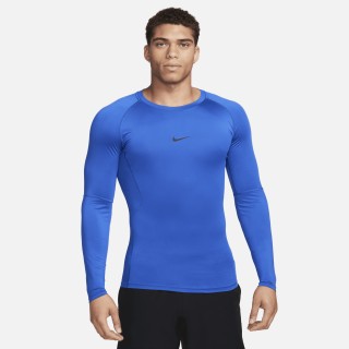 Nike Pro Dri-FIT strakke fitnesstop met lange mouwen voor heren - Blauw
