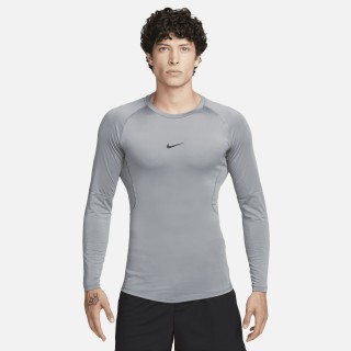 Nike Pro Dri-FIT strakke fitnesstop met lange mouwen voor heren - Grijs