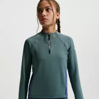 Nike Pro Dri-FIT top met halflange ritssluiting voor meisjes - Grijs