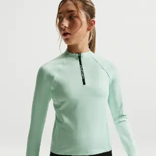 Nike Pro Dri-FIT top met halflange ritssluiting voor meisjes - Groen