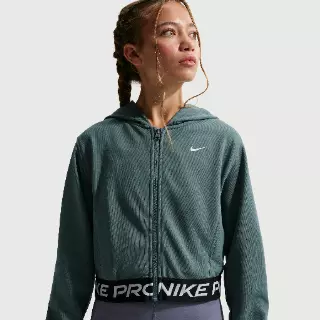 Nike Pro Fleece Dri-FIT hoodie met rits over de hele lengte voor meisjes - Grijs