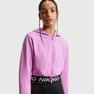 Nike Pro Fleece Dri-FIT hoodie met rits over de hele lengte voor meisjes - Paars
