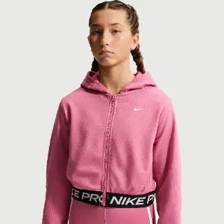 Nike Pro Fleece Dri-FIT hoodie met rits over de hele lengte voor meisjes - Roze