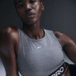 Nike Pro korte tanktop met Dri-FIT voor dames - Grijs