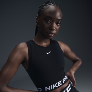 Nike Pro korte tanktop met Dri-FIT voor dames - Zwart