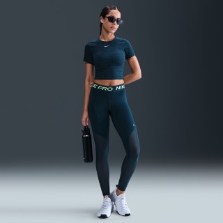 Nike Pro lange legging met halfhoge taille en mesh vlakken voor dames - Blauw