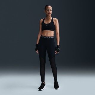 Nike Pro lange legging met halfhoge taille en mesh vlakken voor dames - Zwart