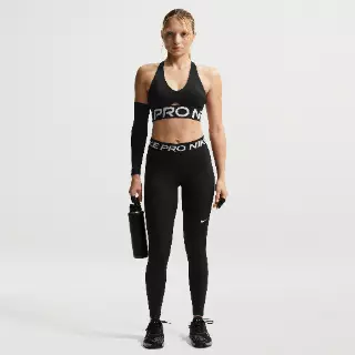 Nike Pro lange legging met halfhoge taille voor dames - Zwart