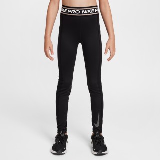 Nike Pro legging met halfhoge taille voor meisjes - Zwart