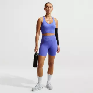Nike Pro Seamless Dri-FIT bikeshorts met hoge taille voor dames (13 cm) - Blauw