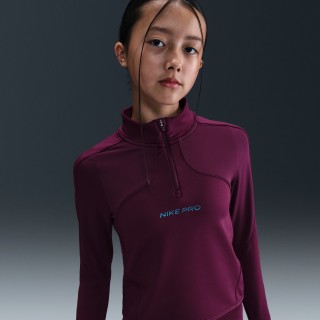 Nike Pro Therma-FIT meisjestop met halflange rits en lange mouwen - Rood
