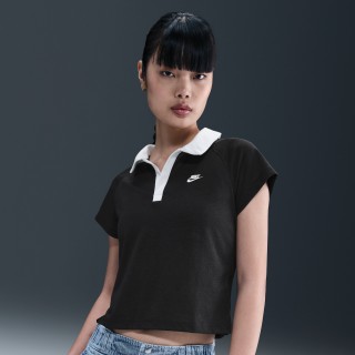 Nike Sportswear aansluitende retro polotop voor dames - Zwart