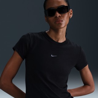 Nike Sportswear Chill Knit aansluitend kort T-shirt voor dames - Zwart