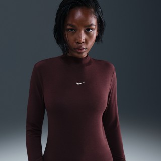 Nike Sportswear Chill Knit aansluitend T-shirt met mock-hals en lange mouwen voor dames - Rood