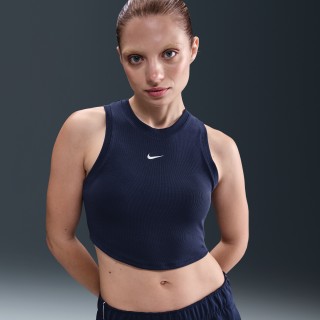 Nike Sportswear Chill Knit aansluitende, korte tanktop met mini-rib voor dames - Blauw