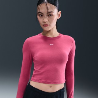 Nike Sportswear Chill Knit korte aansluitende damestop met lange mouwen - Paars