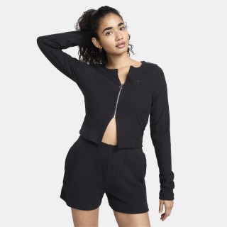 Nike Sportswear Chill Rib aansluitend damesvest met rits over de hele lengte - Zwart
