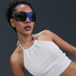 Nike Sportswear Chill Terry aansluitende cropped haltertop van sweatstof voor dames - Bruin