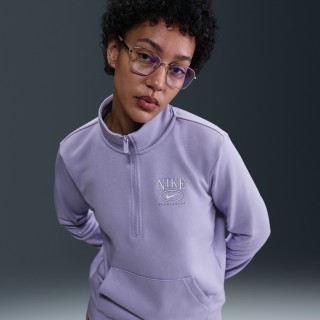 Nike Sportswear Club Fleece damestop met hoge kraag, halflange rits en graphic - Paars