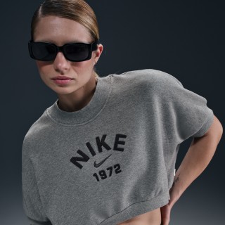 Nike Sportswear Collection korte damestop van sweatstof met korte mouwen en ronde hals - Grijs