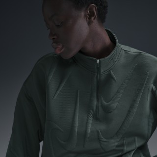 Nike Sportswear Collection oversized warm sweatshirt met logo en korte rits voor dames - Groen
