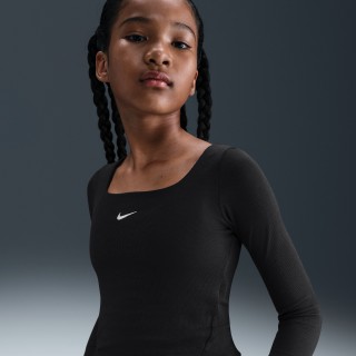Nike Sportswear meisjestop met vierkante hals en lange mouwen - Zwart
