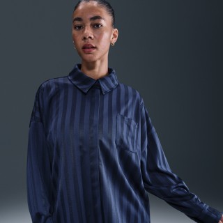 Nike Sportswear oversized jacquard damesshirt met strepen en knoopsluiting - Blauw