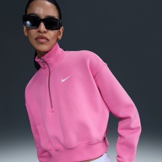 Nike Sportswear Phoenix Fleece cropped sweatshirt met korte rits voor dames - Roze