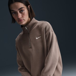 Nike Sportswear Phoenix Fleece lang, oversized sweatshirt met korte rits voor dames - Bruin