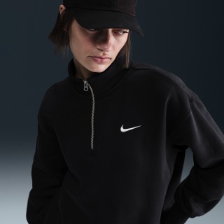 Nike Sportswear Phoenix Fleece lang, oversized sweatshirt met korte rits voor dames - Zwart