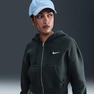 Nike Sportswear Phoenix Fleece ruimvallende korte hoodie met rits over de hele lengte voor dames - Groen