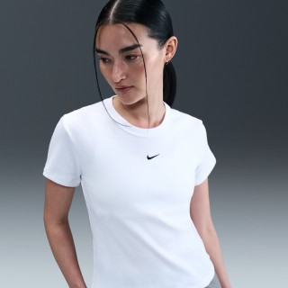 Nike Sportswear strak kort T-shirt met ribbels voor dames - Wit